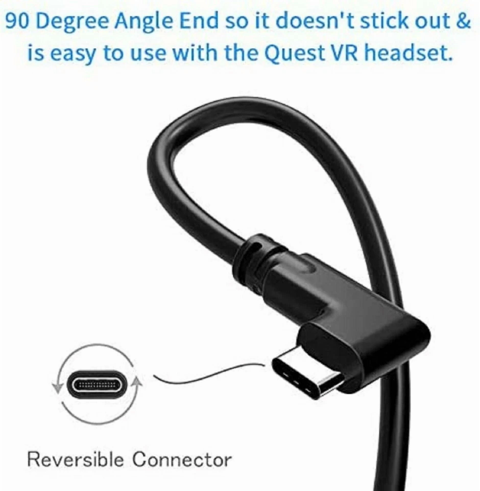 Rhea USB-C to USB-A Link Cable for Oculus Quest 2, High-Speed Data Transfer and Charging Cord (Black, 14 ft) m4per