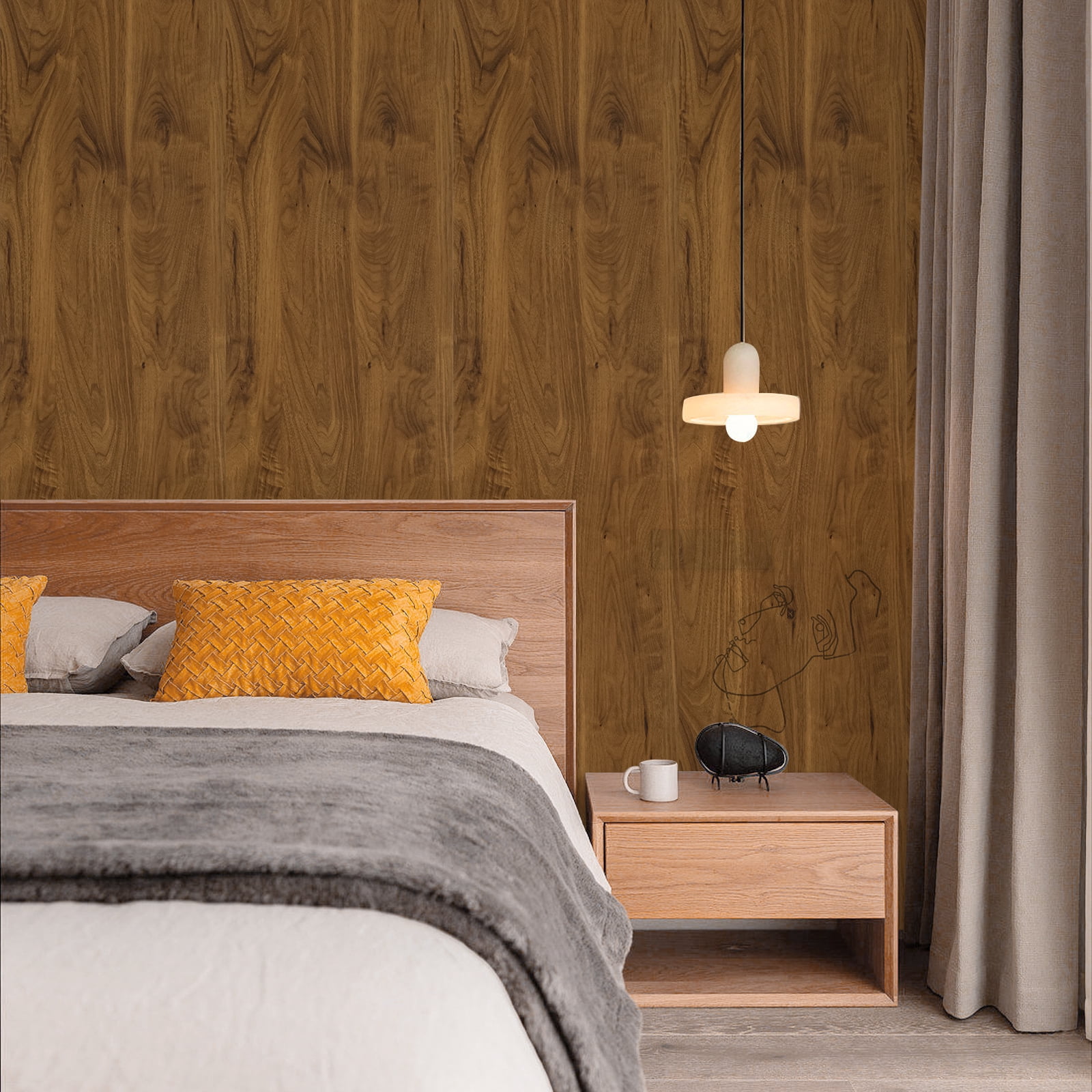 Abyssaly Wood Peel and Stick Wallpaper, Self-Adhesive Removable Contact Paper for Home Decor (Brown, 15.7 in x 118 in) 24fn3