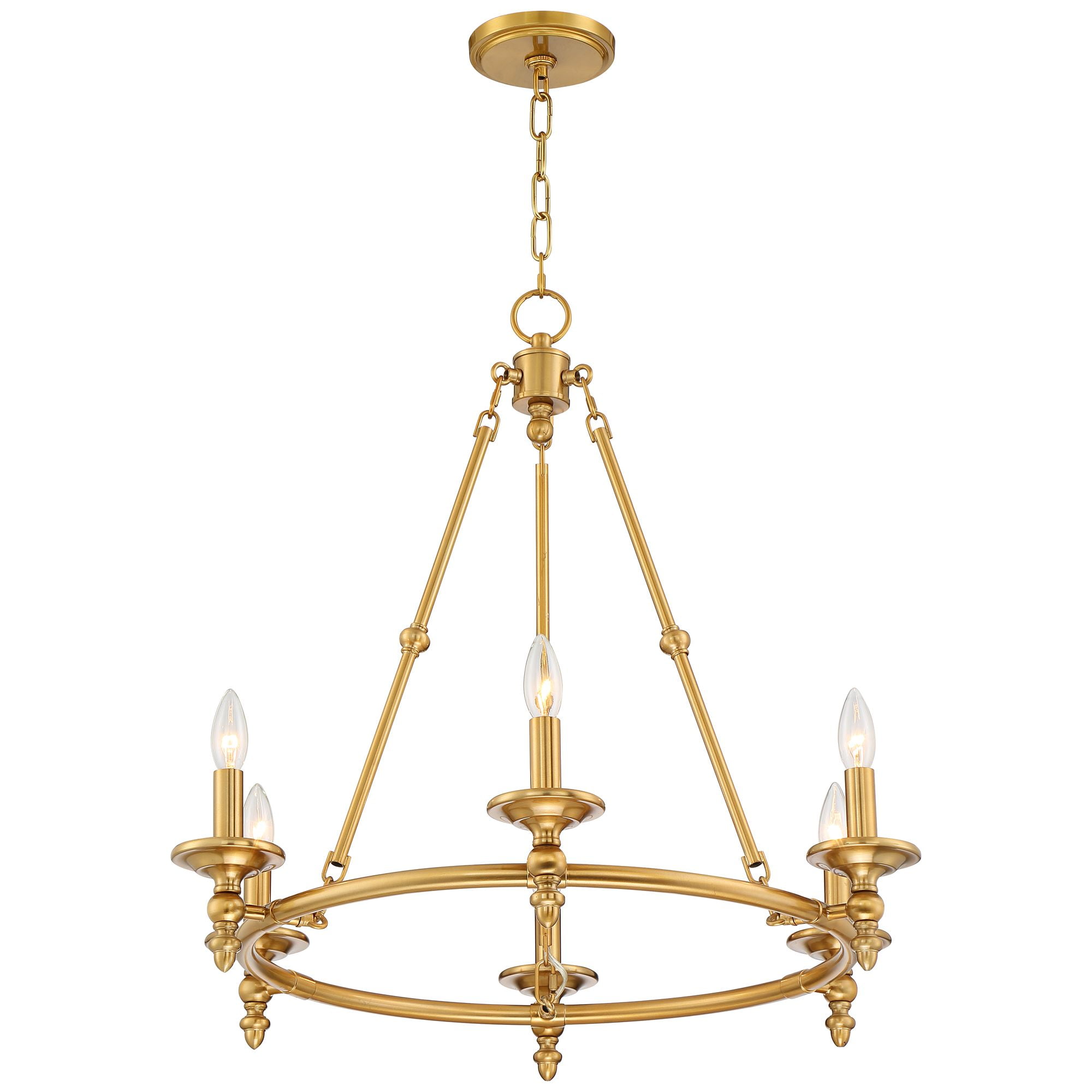 Stiffel Wagon Wheel Chandelier 6-Light Farmhouse Rustic Lighting Fixture (Antique Brass, 28 in) nju8b