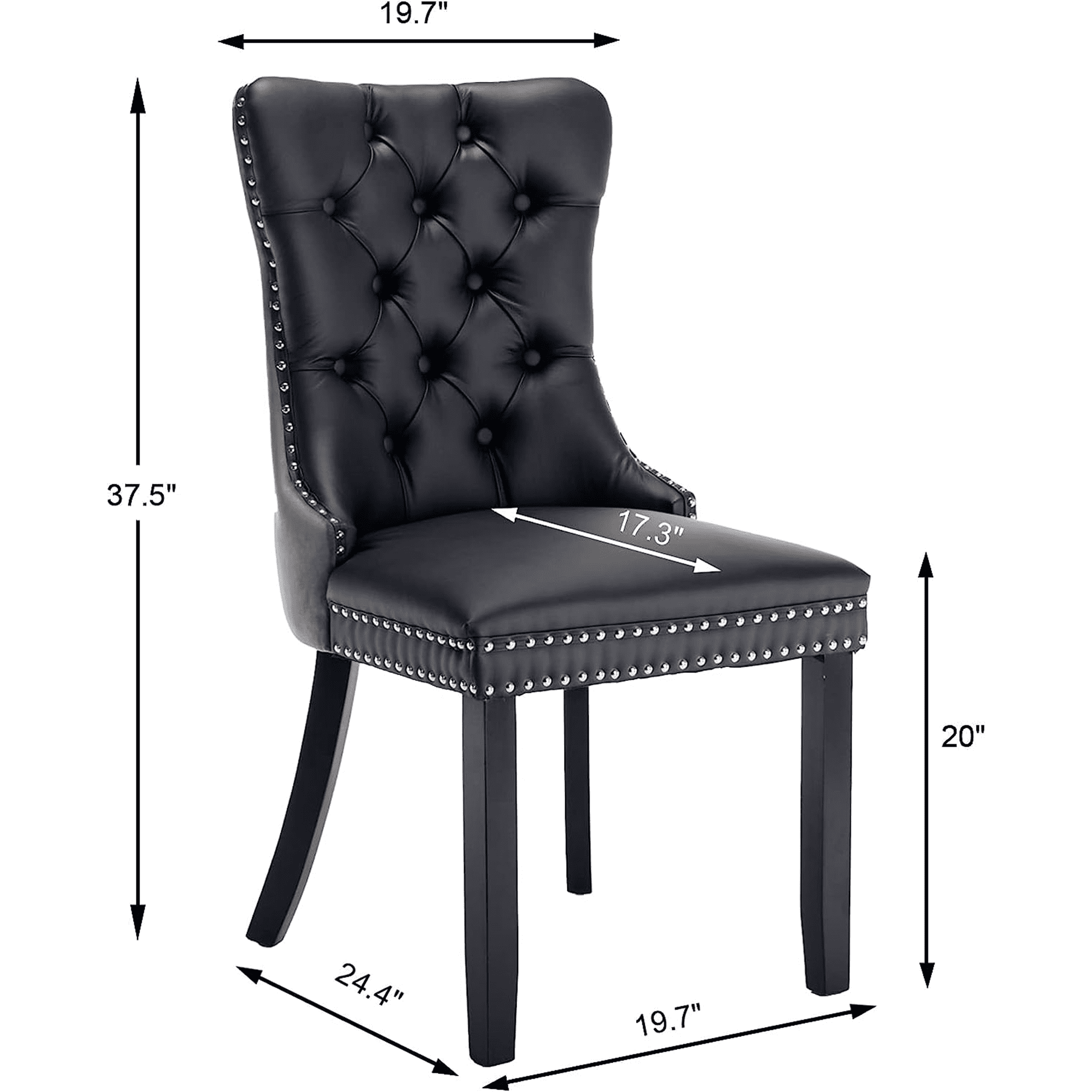 LegaHome Modern Upholstered Dining Chairs with Nailhead Trim and Solid Wood Legs (Gray and Black, Set of 4) veuq9