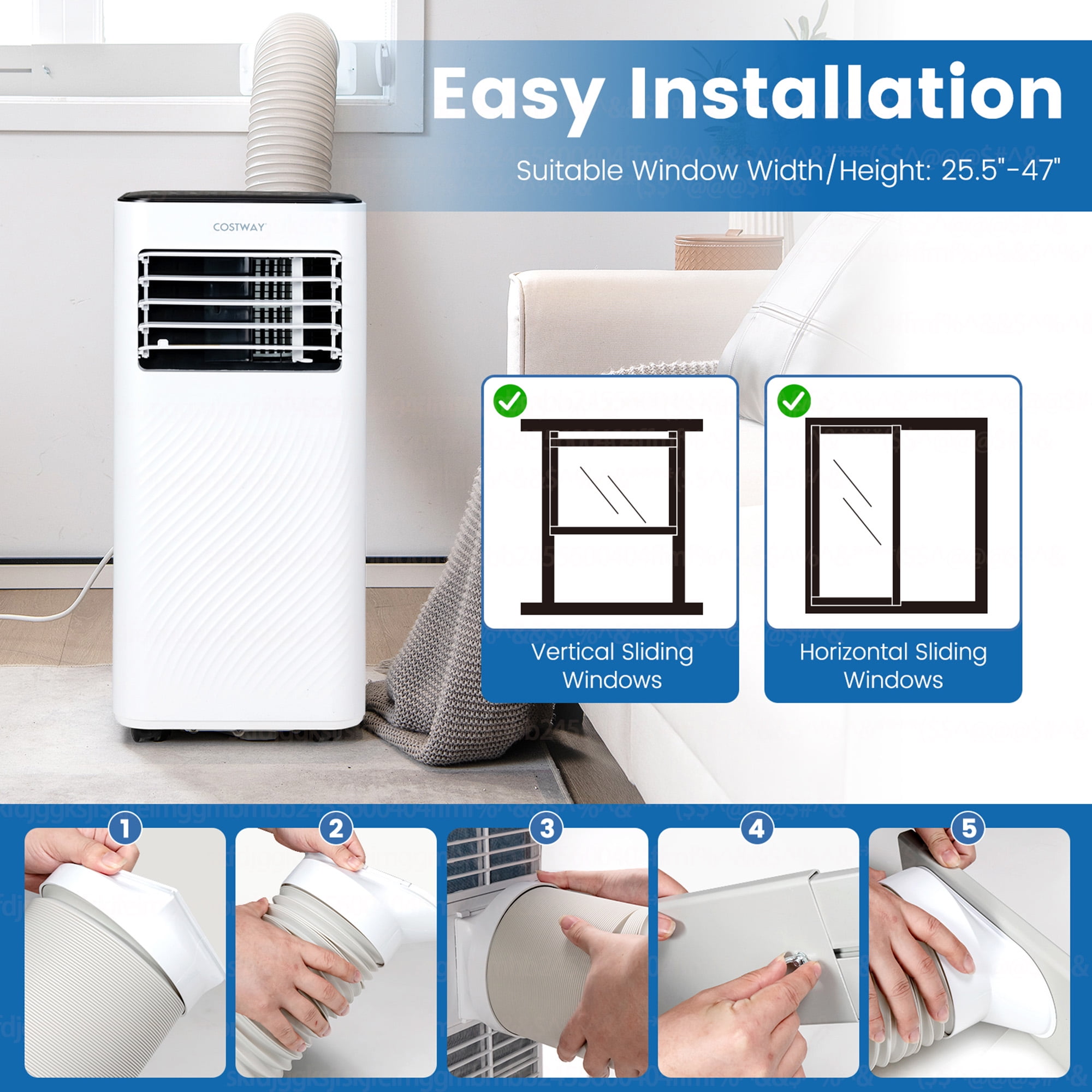 Costway Portable Air Conditioner 10000 BTU 4-in-1 Cooling Fan Dehumidifier with Remote Control (White, 350 sq.ft) gl0rg
