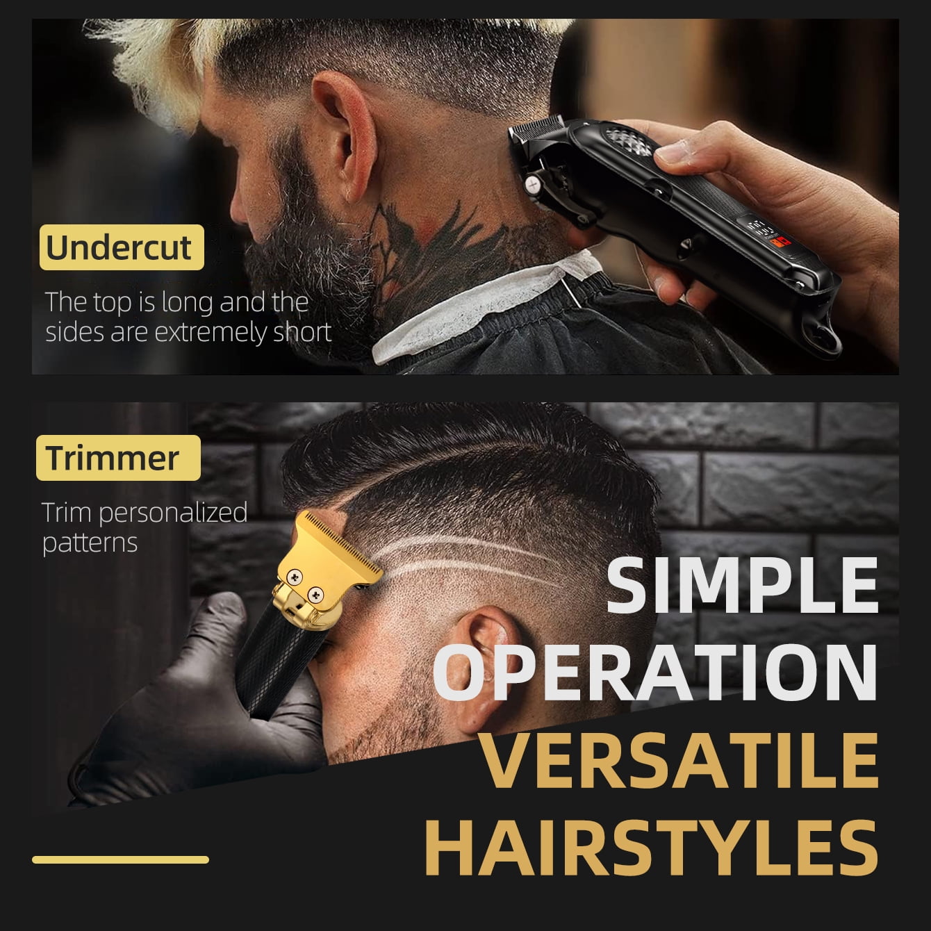 Obacre Professional Cordless Hair Clipper and Beard Trimmer Set (Black, 1 Piece) q1y7f
