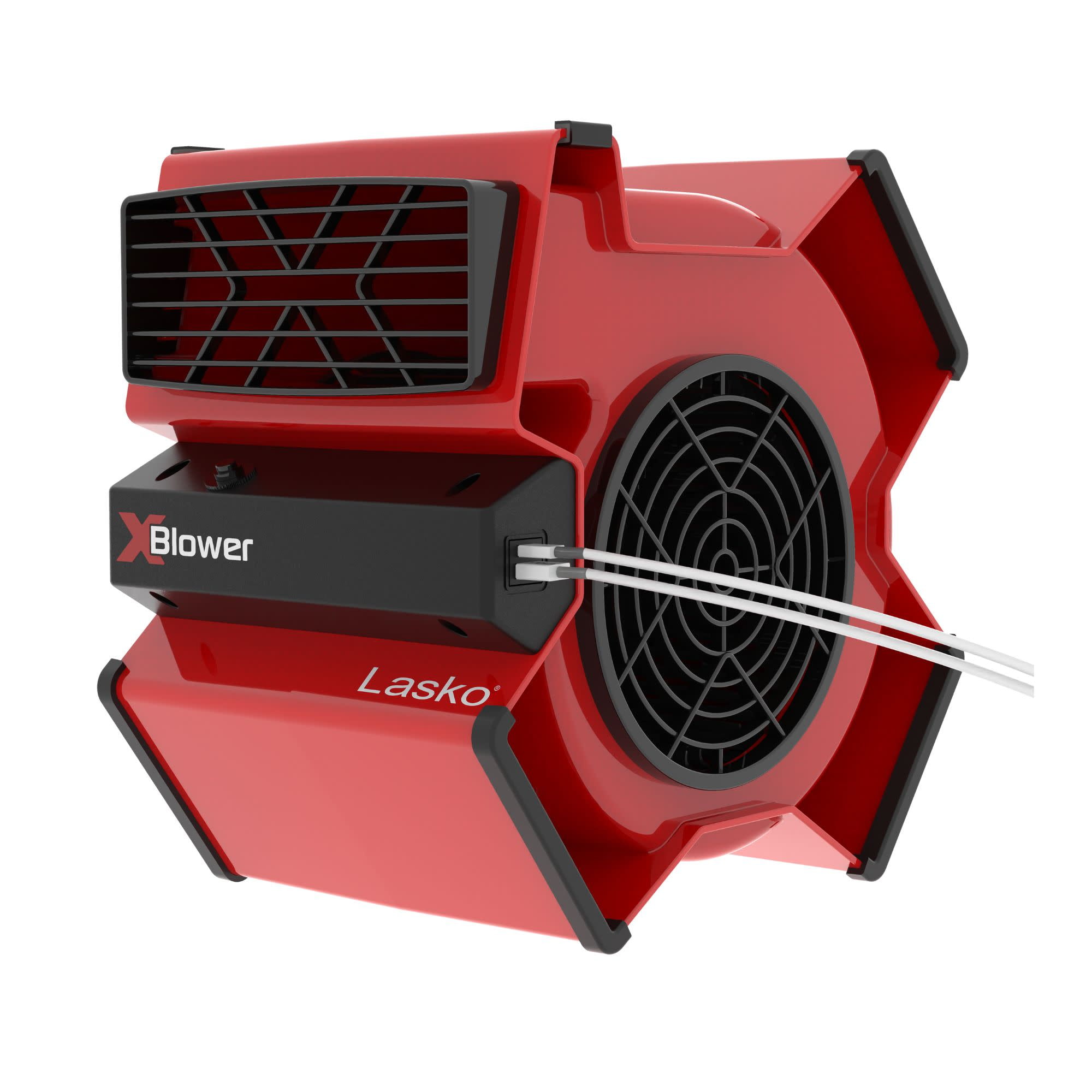 Lasko X-Blower 11 in High Velocity Utility Fan with USB Ports and Power Outlet (Red, 11 in) hkx2j