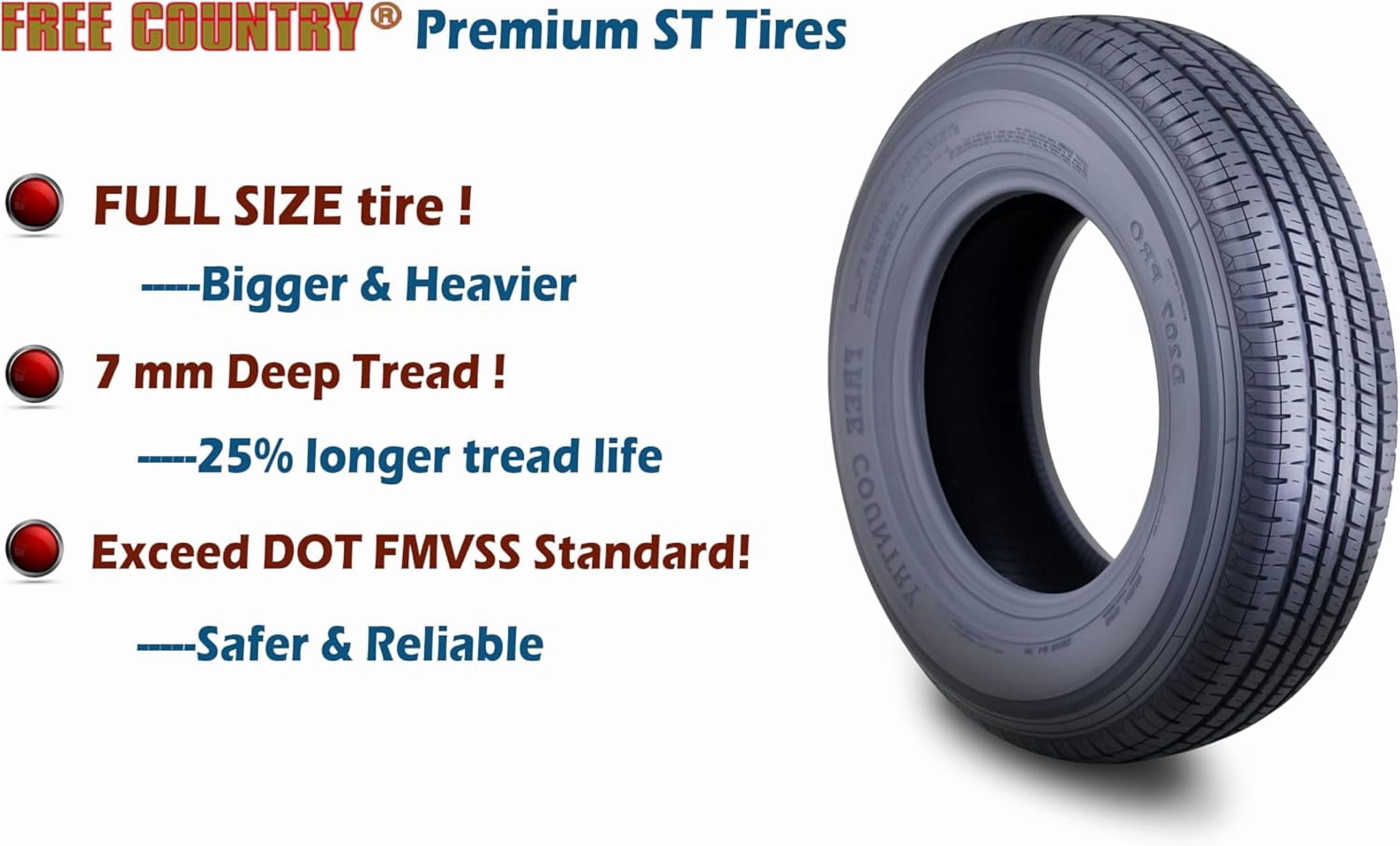 FREE COUNTRY Trailer Tire and Wheel Assembly (ST205/75R14, 10-Ply, 2270 lb Capacity, Silver Mod Rim, 2 Pack) rr37j